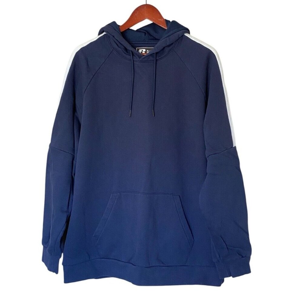 Russell Athletic Blue White Pullover Hoodie Men's XL Premium Fleece